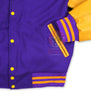Purple Wool Varsity Jacket Gold Yellow Leather Sleeves