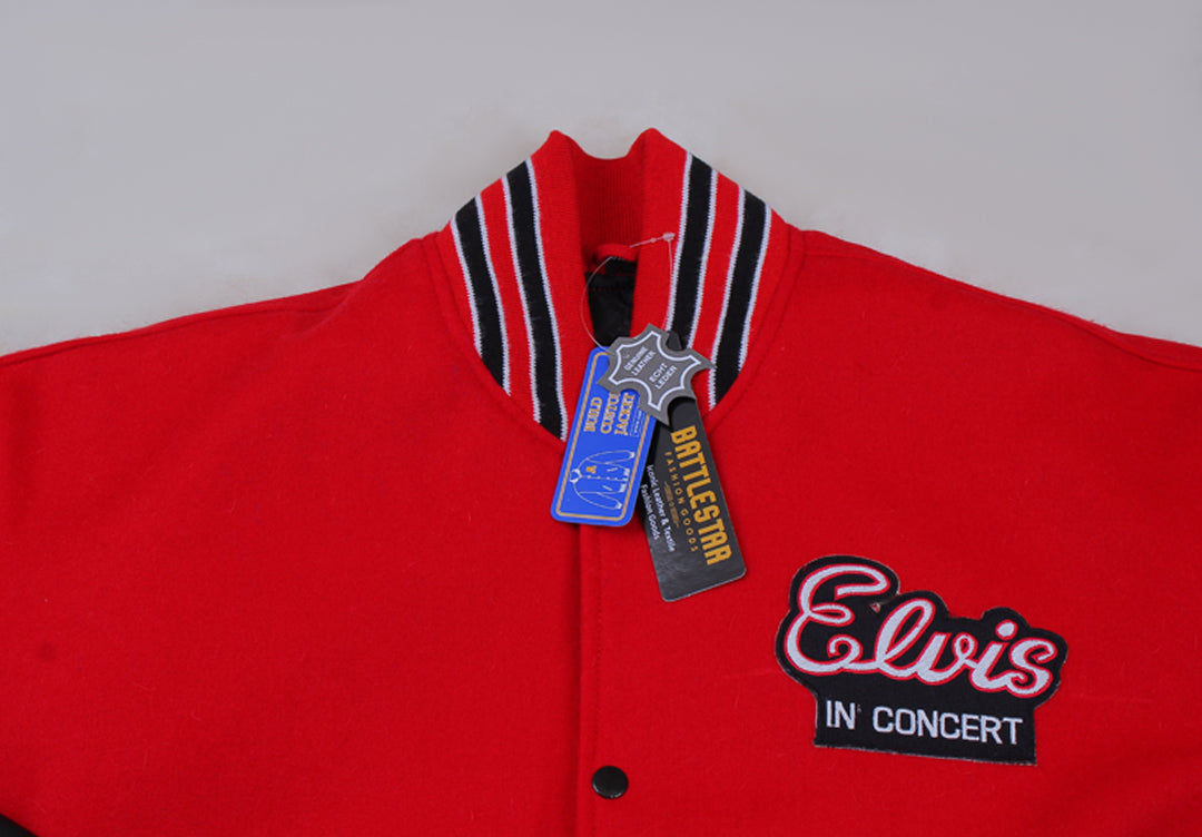 Rock Elvis In Concert Wool Leather Baseball Jacket