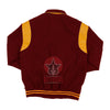 Load image into Gallery viewer, Byron Collar Maroon Wool Gold Yellow Leather Stripes Varsity Baseball Jacket