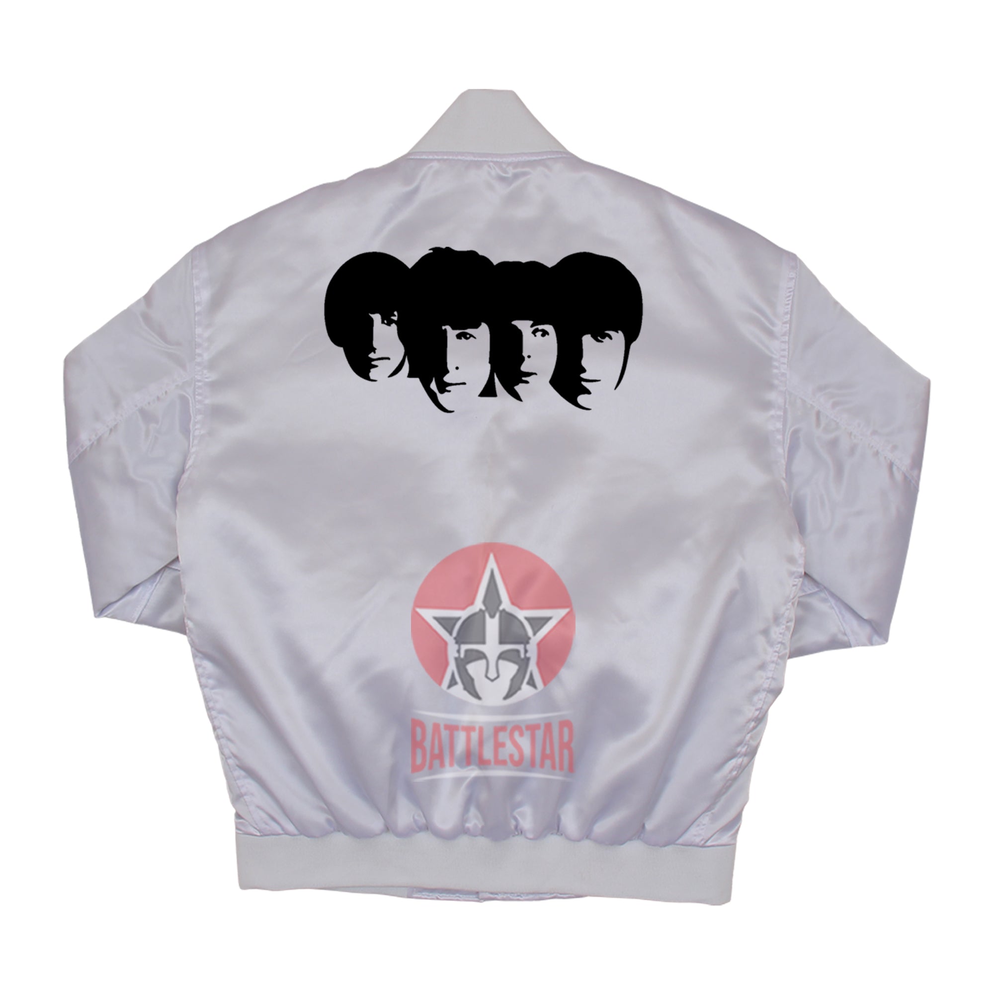 The Beatles Inspired White Satin Varsity Baseball Jacket
