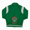 Load image into Gallery viewer, Byron Collar Kelly Green Wool White Leather Stripes Varsity Baseball Jacket