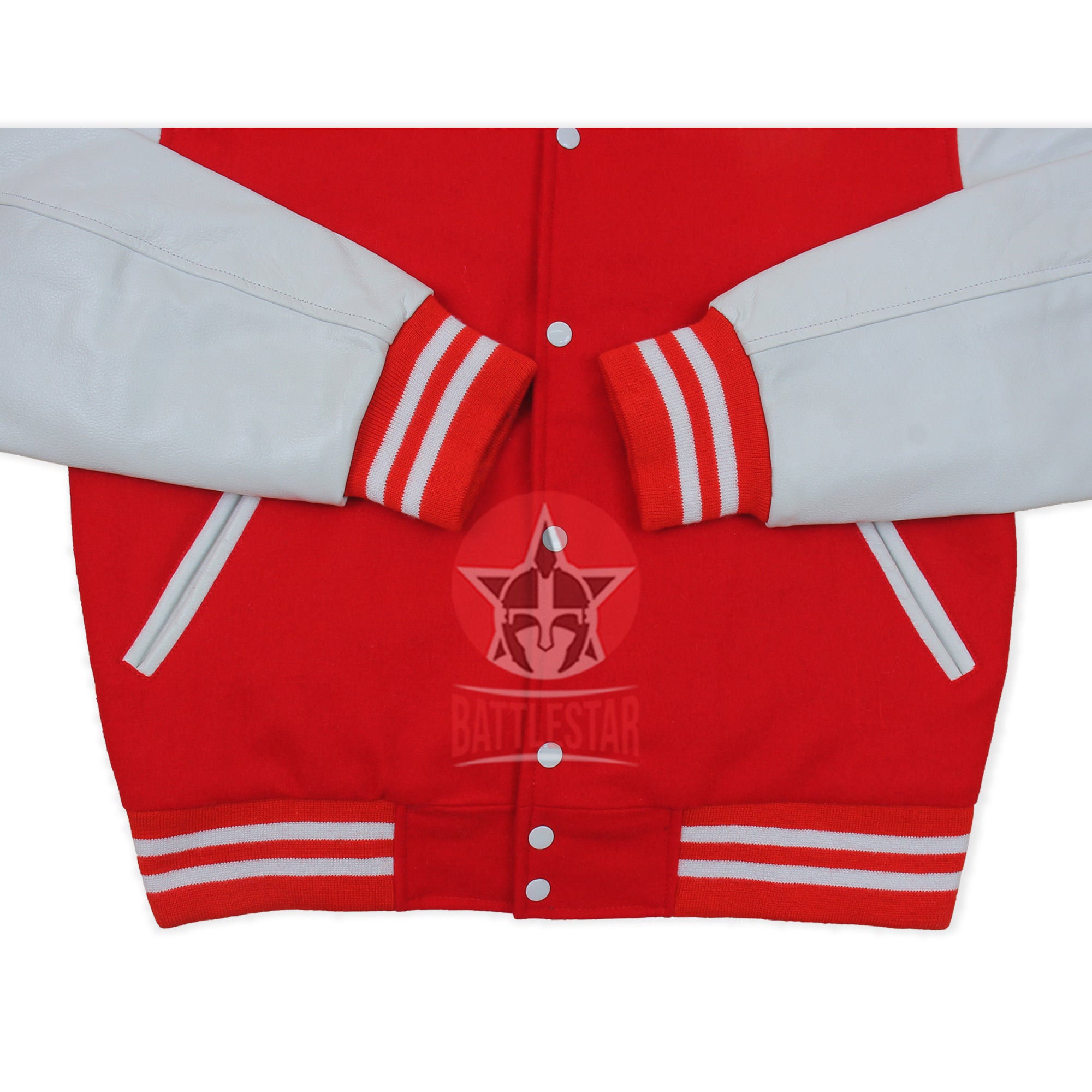 Ariana Grande Red Wool & White Leather Chenille Patch Varsity Letterman Jacket