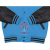 Load image into Gallery viewer, Sky Blue Wool Black Leather Hooded Baseball Letterman Varsity Jacket