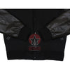 Load image into Gallery viewer, Black Wool Hooded Varsity Jacket Black Leather Sleeves