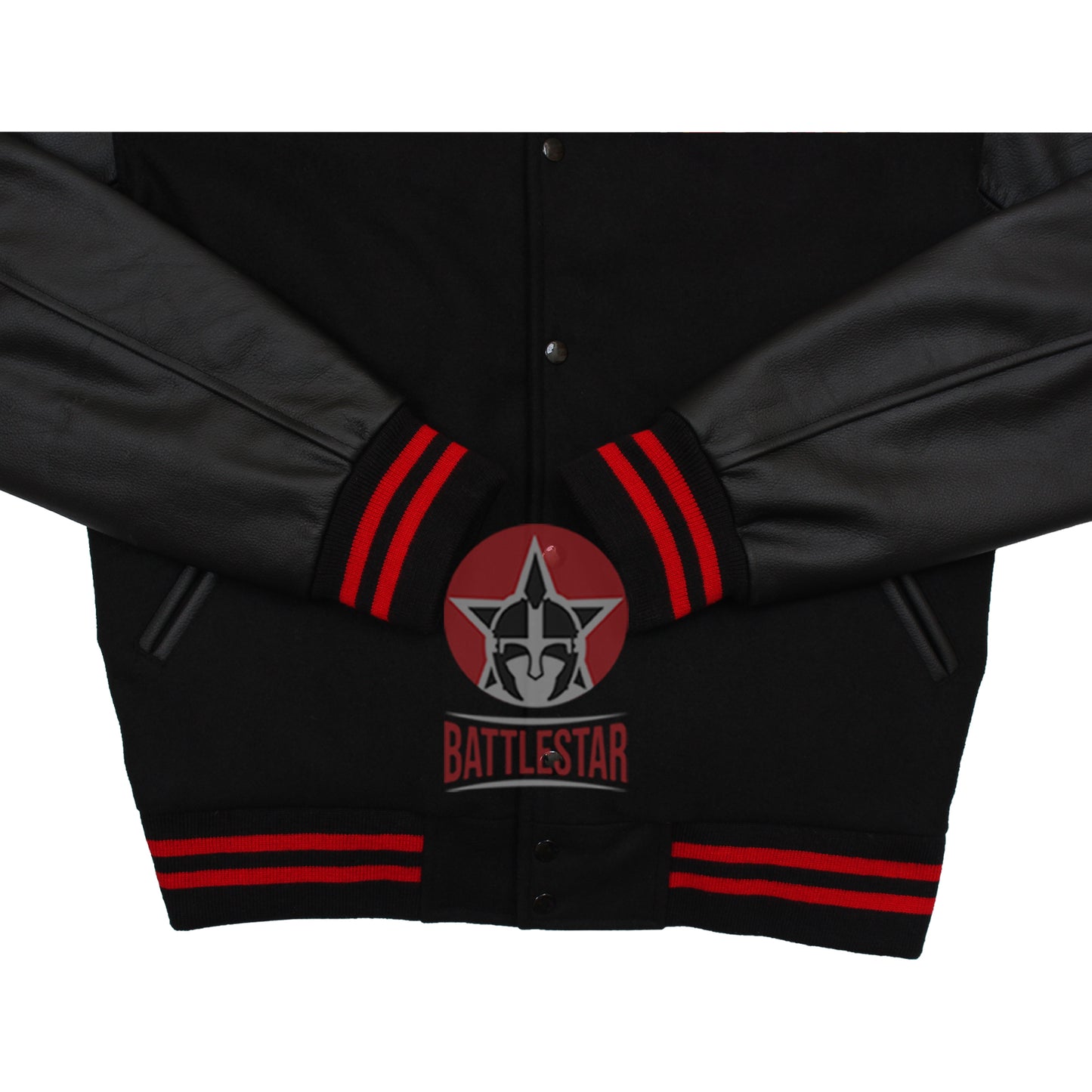 Black Wool Black Leather Varsity Baseball Classic Jacket