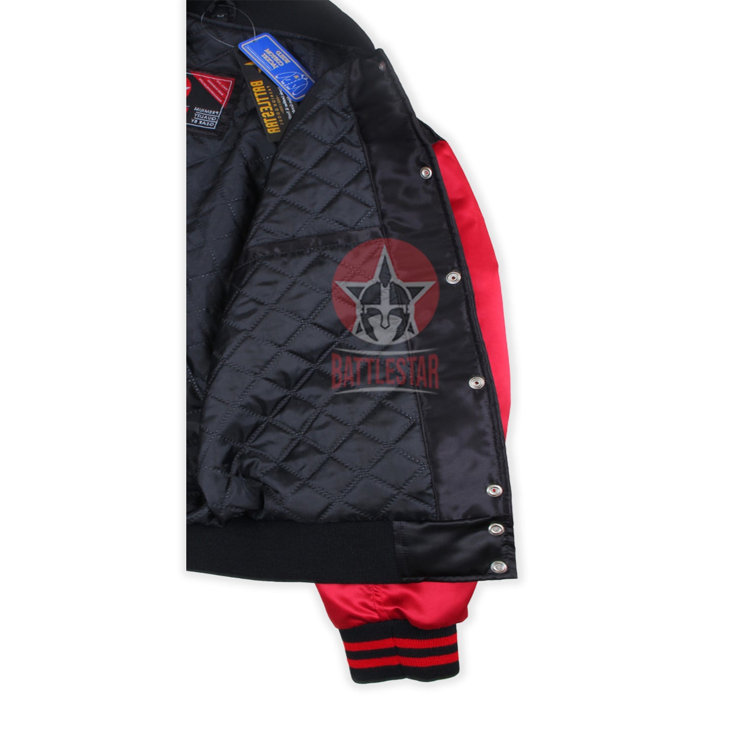 Black Cardinal Red Satin Varsity Baseball Jacket