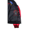 Load image into Gallery viewer, Black Cardinal Red Satin Varsity Baseball Jacket