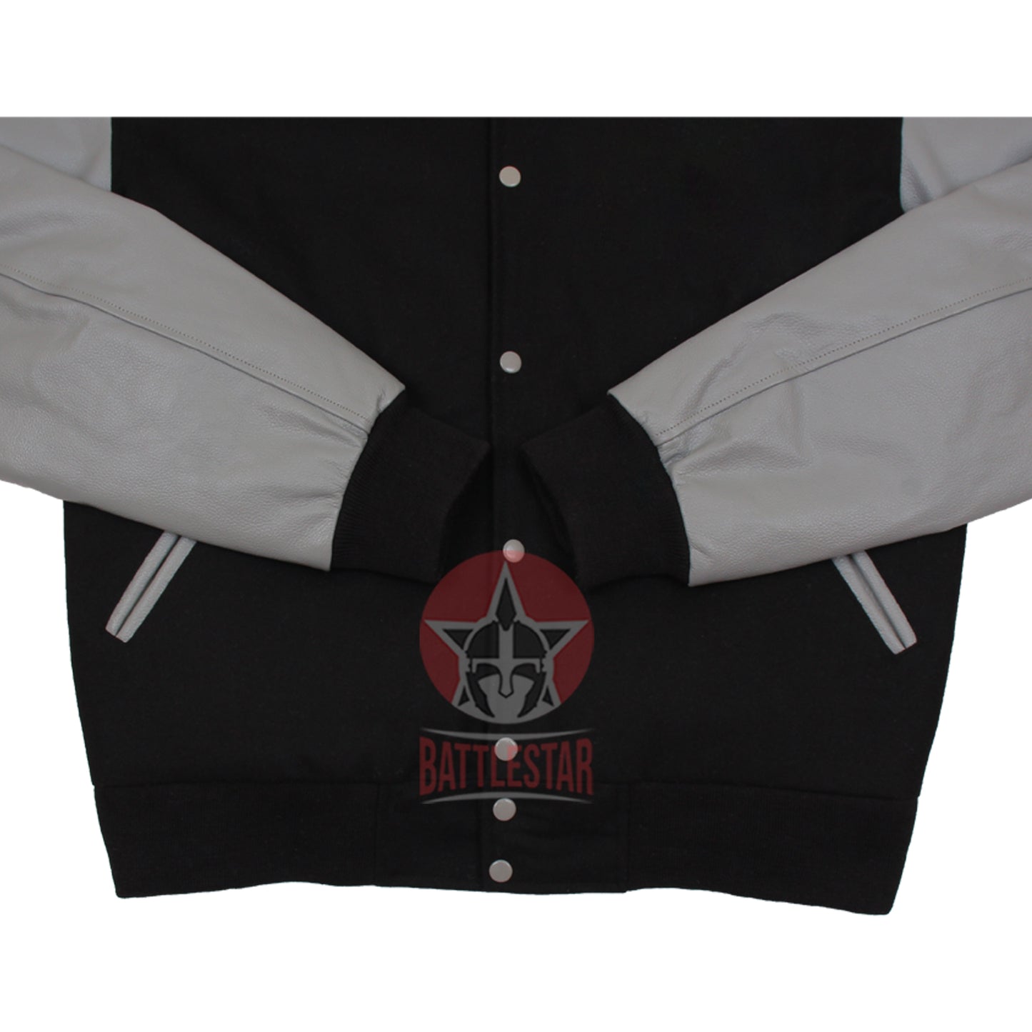 Black Wool Gray Leather Varsity Baseball Letterman Jacket