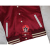 Load image into Gallery viewer, Maroon &amp; Off White Cropped Body Satin Varsity Jacket