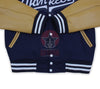 Yankees Inspired Navy Blue Wool Tan Leather Sleeves Baseball Jacket