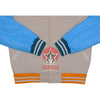 Beige Wool Blue Leather Multi-Rib Varsity Baseball Classic Jacket