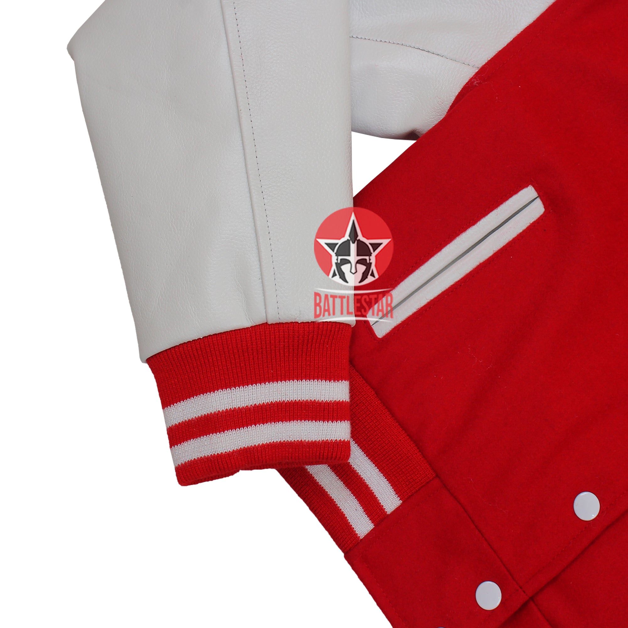 Red Wool White Leather Cropped Body Varsity Baseball Letterman Jacket