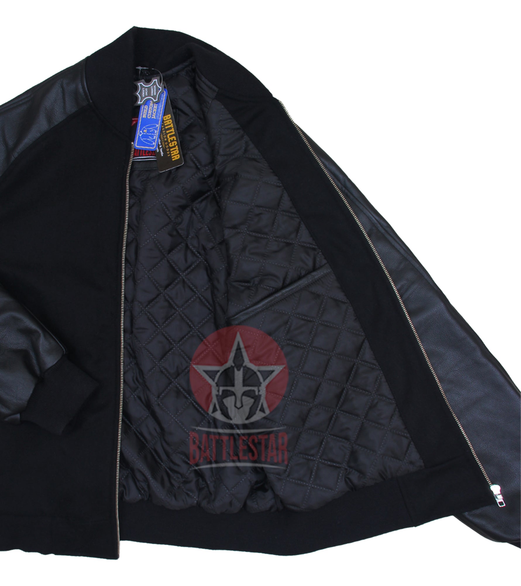 Black Raglan Sleeves Varsity Jacket