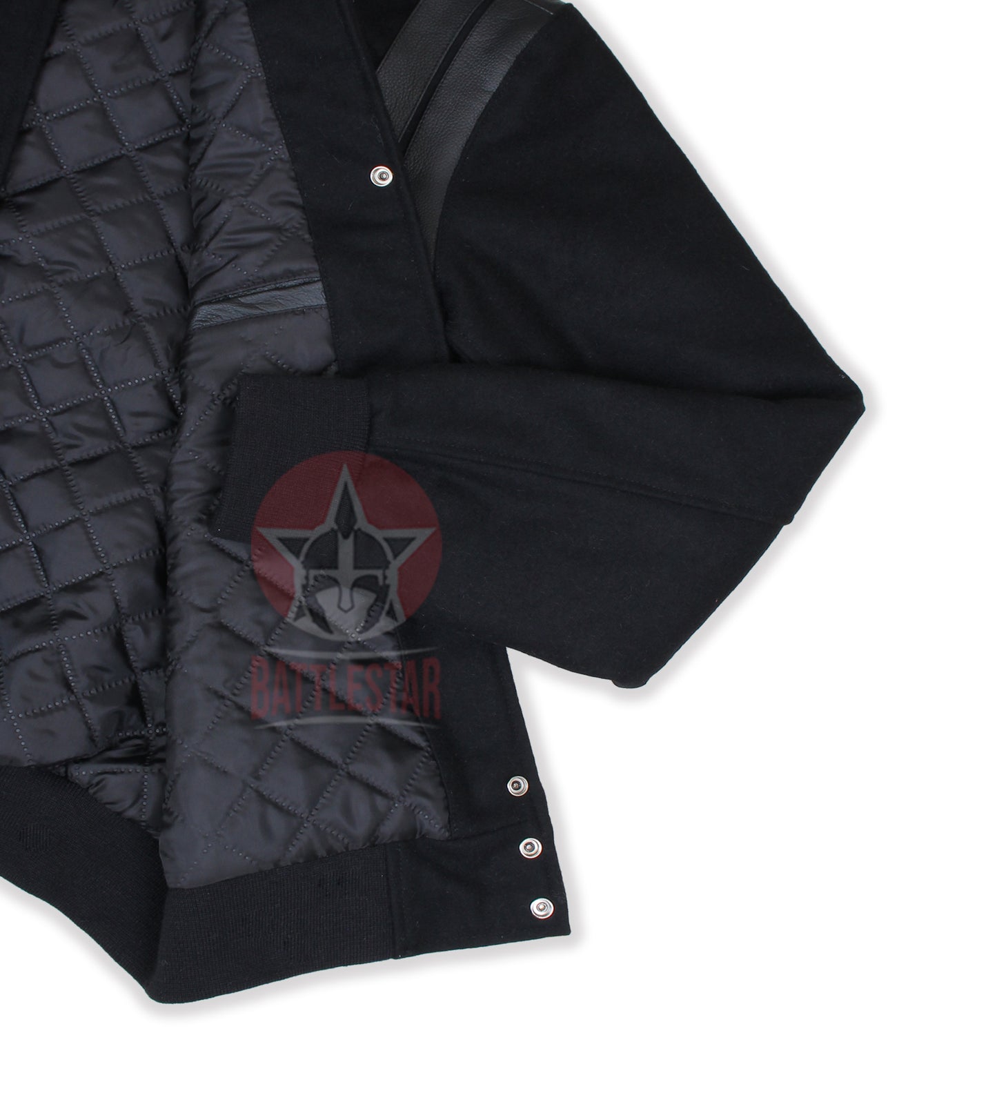 Full Black Leather Inserts Wool Varsity Jacket