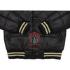 Load image into Gallery viewer, Black Unisex Lightweight Hooded Puffer Varsity Baseball Jacket