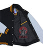 Black Wool White Leather Sleeves Varsity Bomber Baseball Jacket