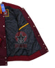 Load image into Gallery viewer, Maroon Wool Varsity Jacket Gold Yellow Leather Sleeves