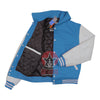Load image into Gallery viewer, Sky Blue Wool White Leather Hooded Baseball Letterman Varsity Jacket