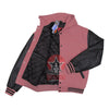 Load image into Gallery viewer, Baby Pink Wool Black Leather Hooded Baseball Letterman Varsity Jacket