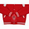 Load image into Gallery viewer, Byron Collar Red Wool White Leather Stripes Varsity Baseball Jacket