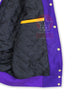 Purple Wool Varsity Jacket Gold Yellow Leather Sleeves