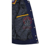Load image into Gallery viewer, Navy Blue wool Gold Yellow Leather Varsity Baseball Jacket