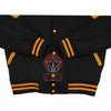 Load image into Gallery viewer, Byron Collar Black Wool Gold Yellow Leather Stripes Varsity Baseball Jacket