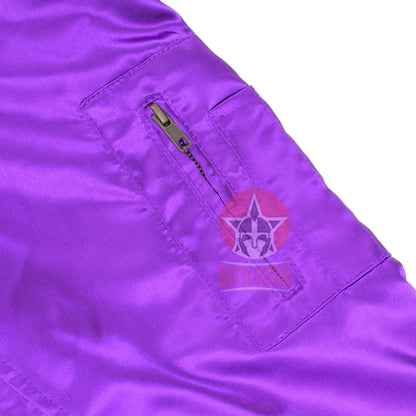 Purple MA-1 Satin Varsity Baseball Jacket