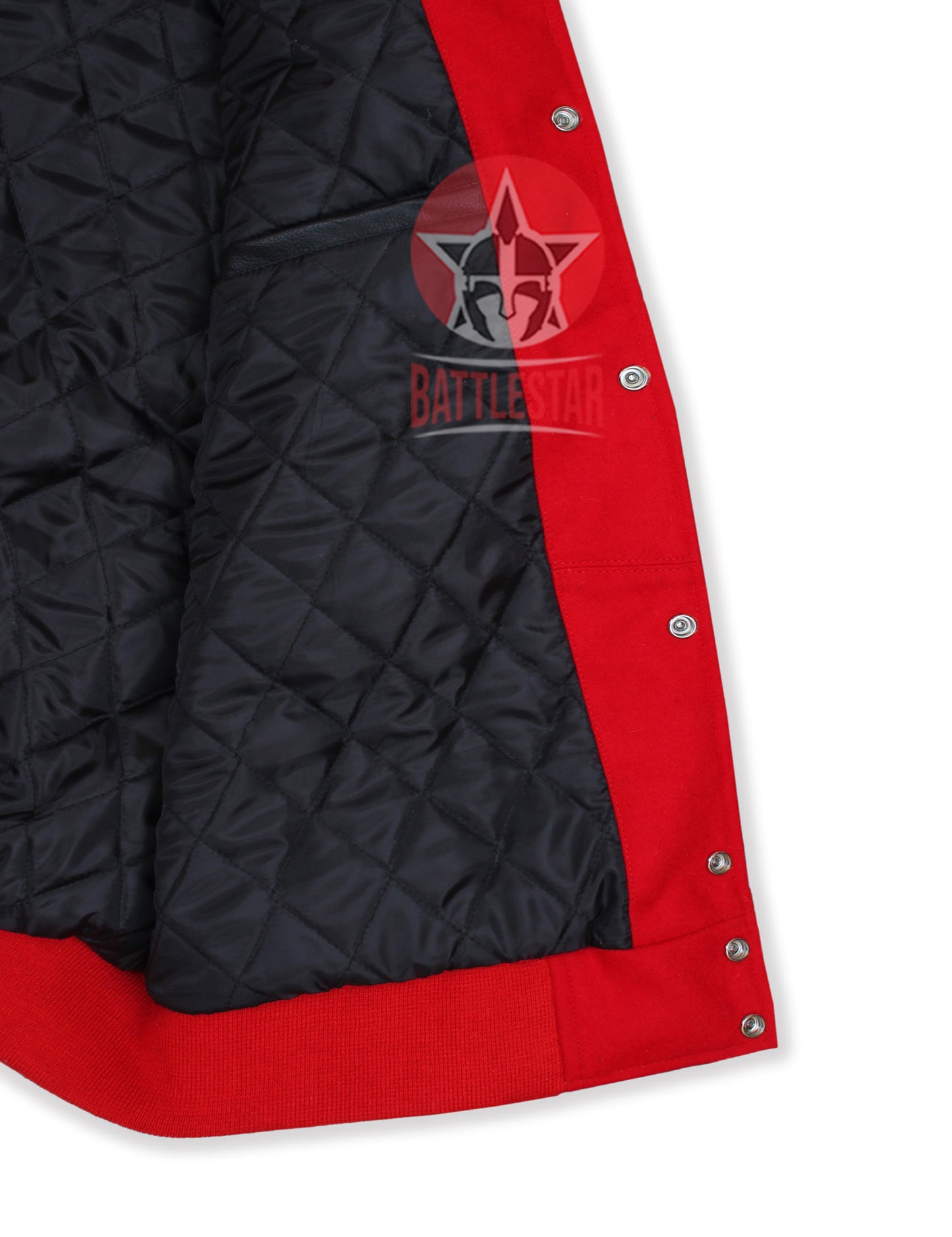 Red Wool Black Leather Sleeves Varsity Jacket