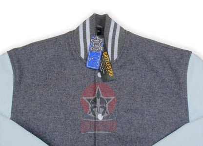 Gray Wool white Leather Sleeves Varsity Jacket