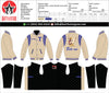 Personalized Tan & Purple Embroidered Varsity Jacket