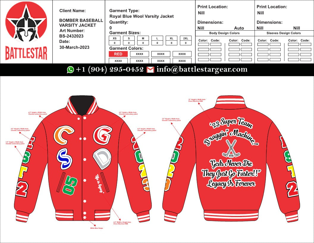 Personalized Embroidered Varsity Jackets (Both 2XS)