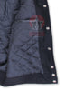 Load image into Gallery viewer, Black Wool Leather Sleeves White Rib Varsity Jacket