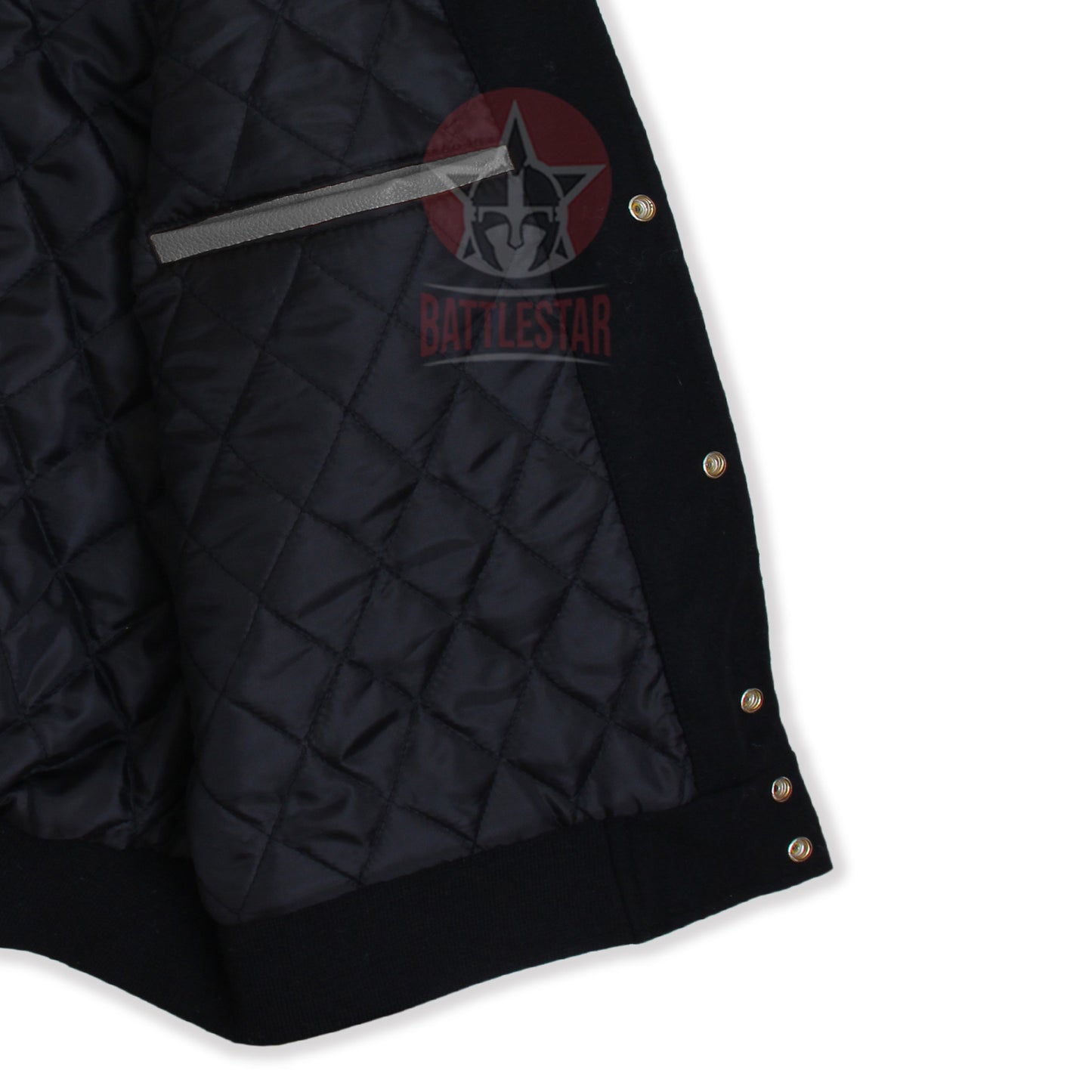 Black Wool Gray Leather Sleeves Hooded Varsity Jacket