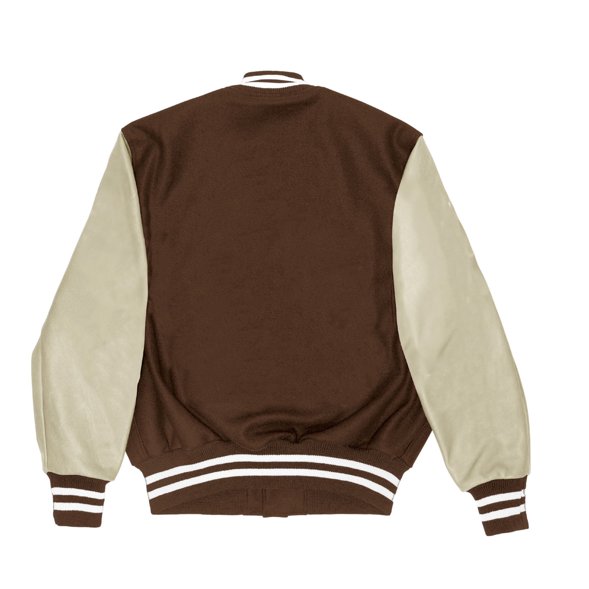 Brown Wool Cream Leather Sleeves Varsity Jacket