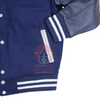 Load image into Gallery viewer, Navy Blue Wool and Leather Varsity Jacket