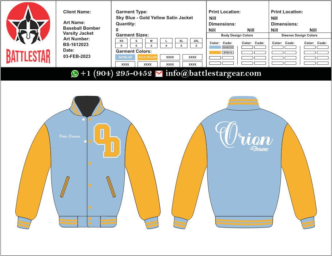 Personalized 2 Embroidered Satin Varsity Jackets (2XL)