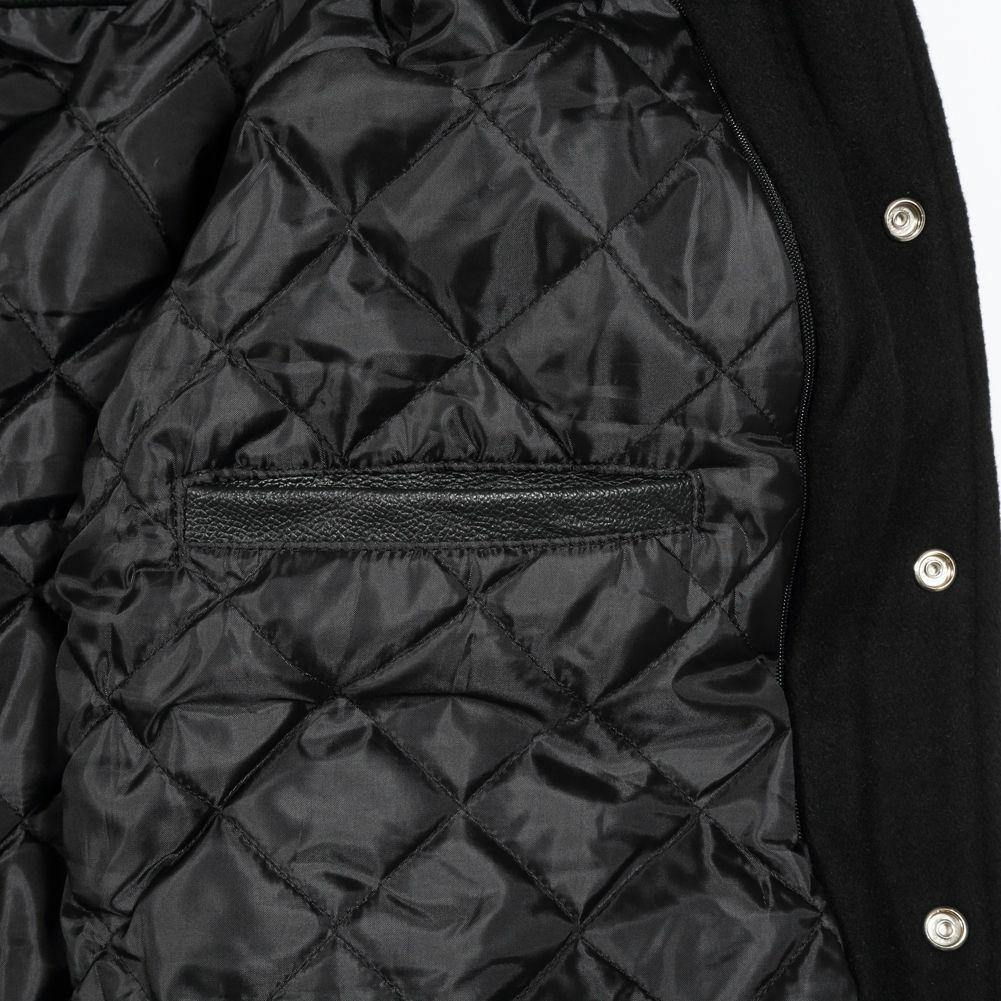Full Leather Black Varsity Baseball Bomber Jacket - Battlestar Clothing & Gears Co