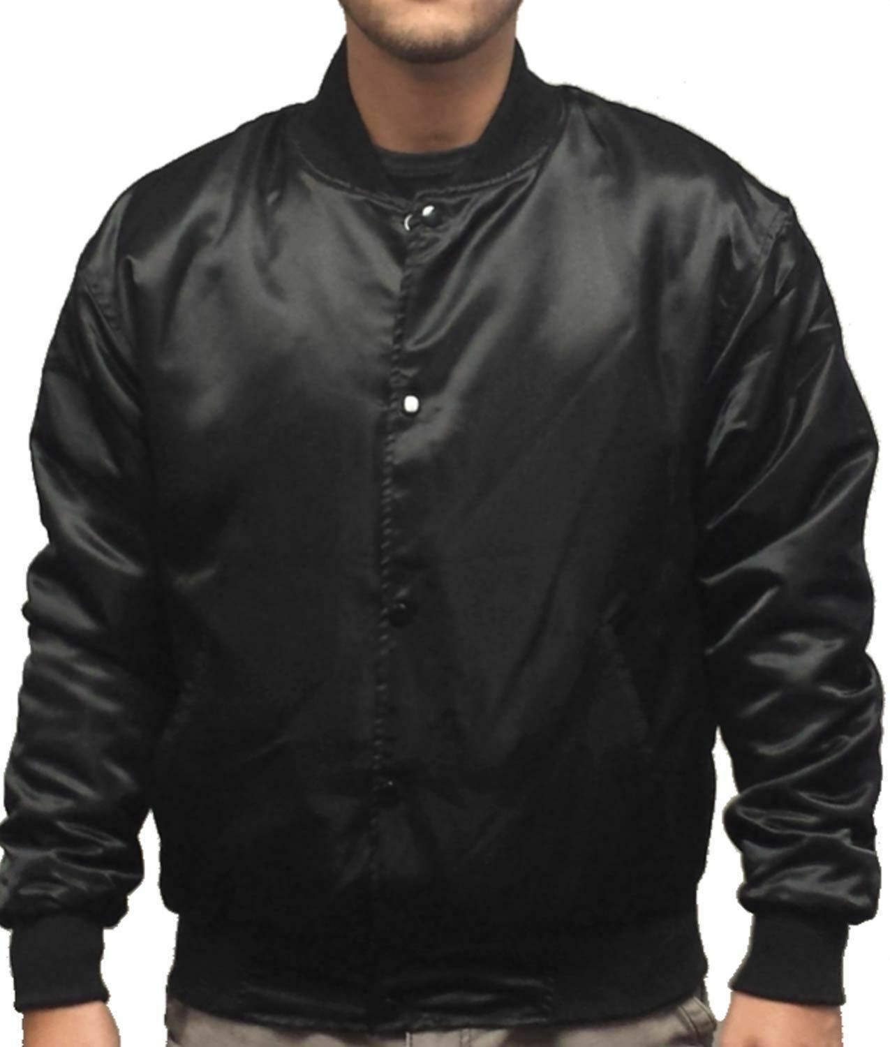 Rocky Tiger Logo Patch Balboa Satin Black Bomber Jacket - Battlestar Clothing & Gears Co