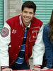 Musical EJ Red Wool Varsity Jacket White Leather Sleeves - Battlestar Clothing & Gears Co